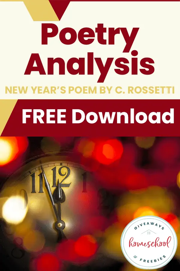 Poetry Analysis New Year\'s Poem by C. Rossetti Free Download text with an image of a clock