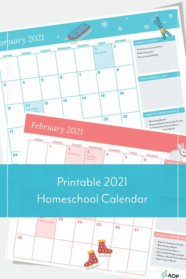 Printable 2021 Homeschool Calendar