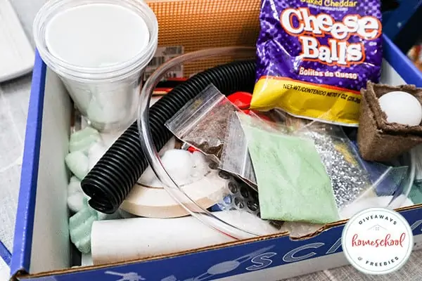 a box full of objects for a science project
