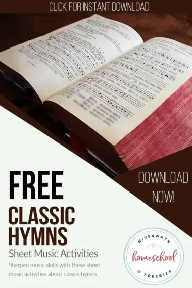Free Classic Hymns text with image of a big hymn book left open