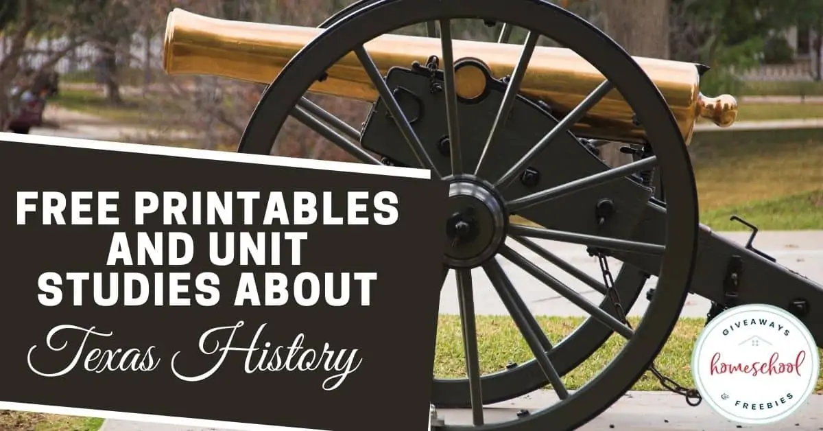 Free Printables and Unit Studies About Texas History text with image of a big wheel