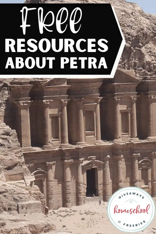 Free Resources About Petra text and background image of a national monument