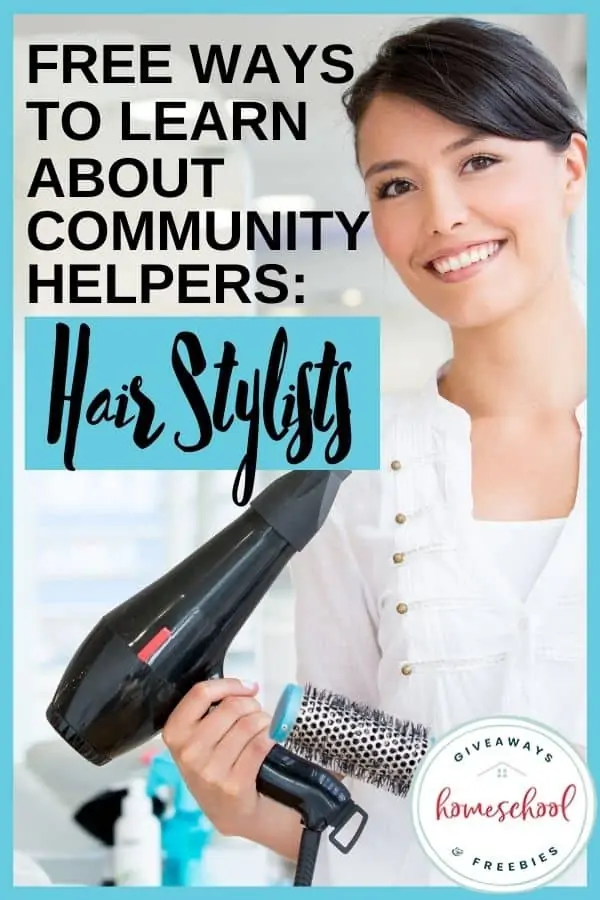Free Ways to Learn About Hairstylists text with image of a woman smiling and holding a hairdryer