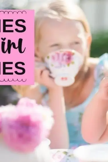 Fun Themes for Little Girl Tea Parties text with background image of two little girls having a tea party outside
