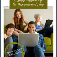 image of teens on couch with computers with text overlay. Life Skills 6 Steps to Maturity for Homeschooled Teens. Get checklist at www.Homeschoolgiveaways.com