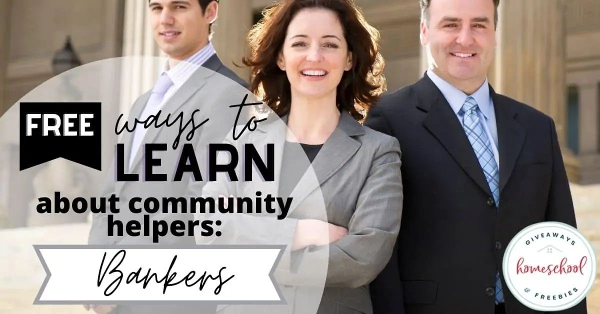 Free Ways to Learn About Bankers text with background image of three adults standing, smiling, and dressed in business clothes