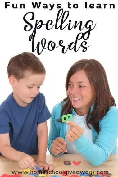 A woman and child using letters of the alphabet for spelling on the table with a white background and text Fun Ways to Learn Spelling Words