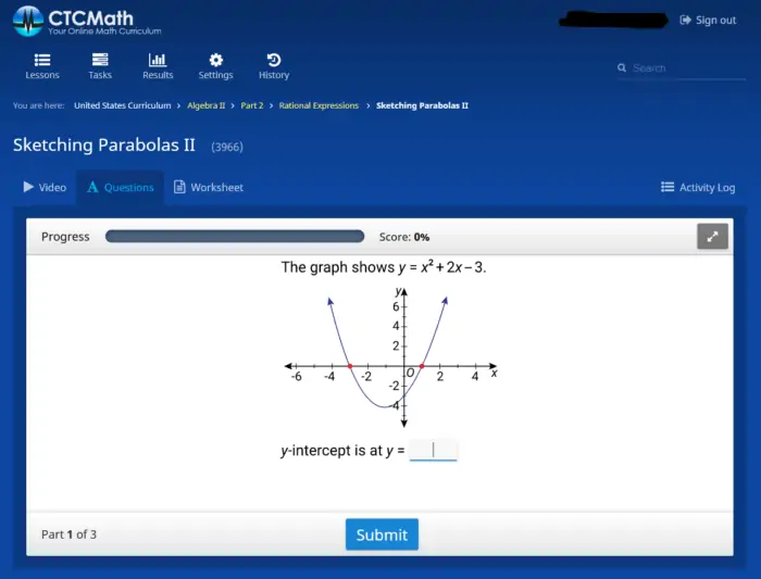 example of an online math curriculum problem 