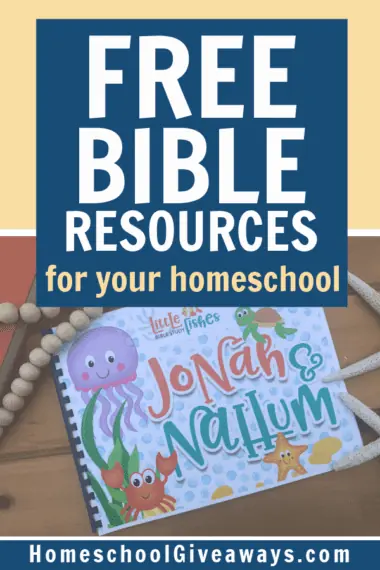 Free Bible Resources for Your Homeschool text with an image of a free printable book