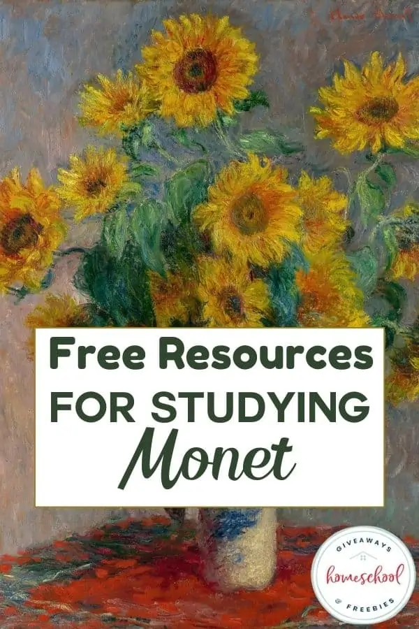 Free Resources for Studying Monet with the background of a popular Monet painting