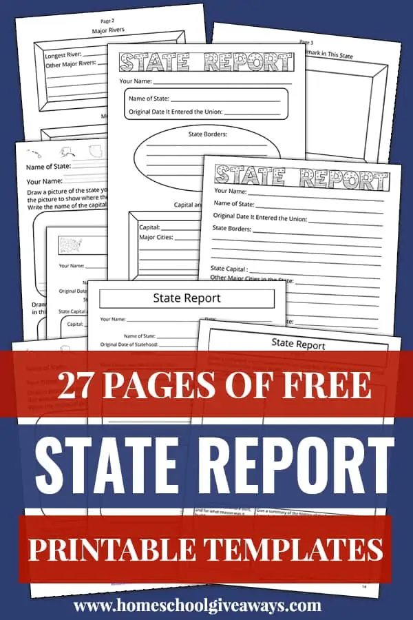 multiple template worksheet pages for doing state reports