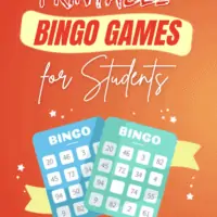 Orange background, two bingo cards crossing and text overlay.