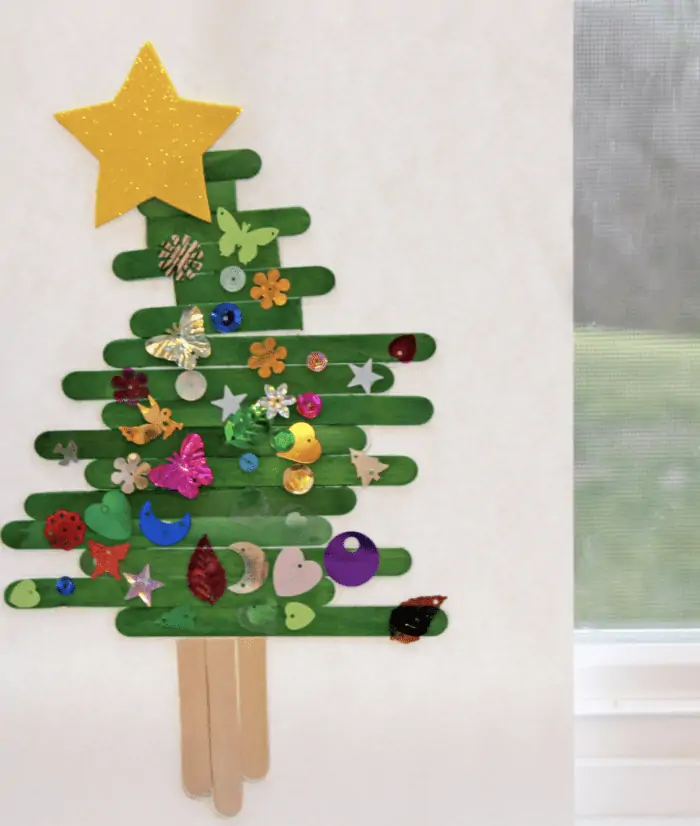 popsicle stick Christmas tree