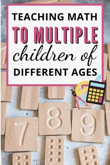 Teaching Math to Multiple Ages of Children with number tiles background