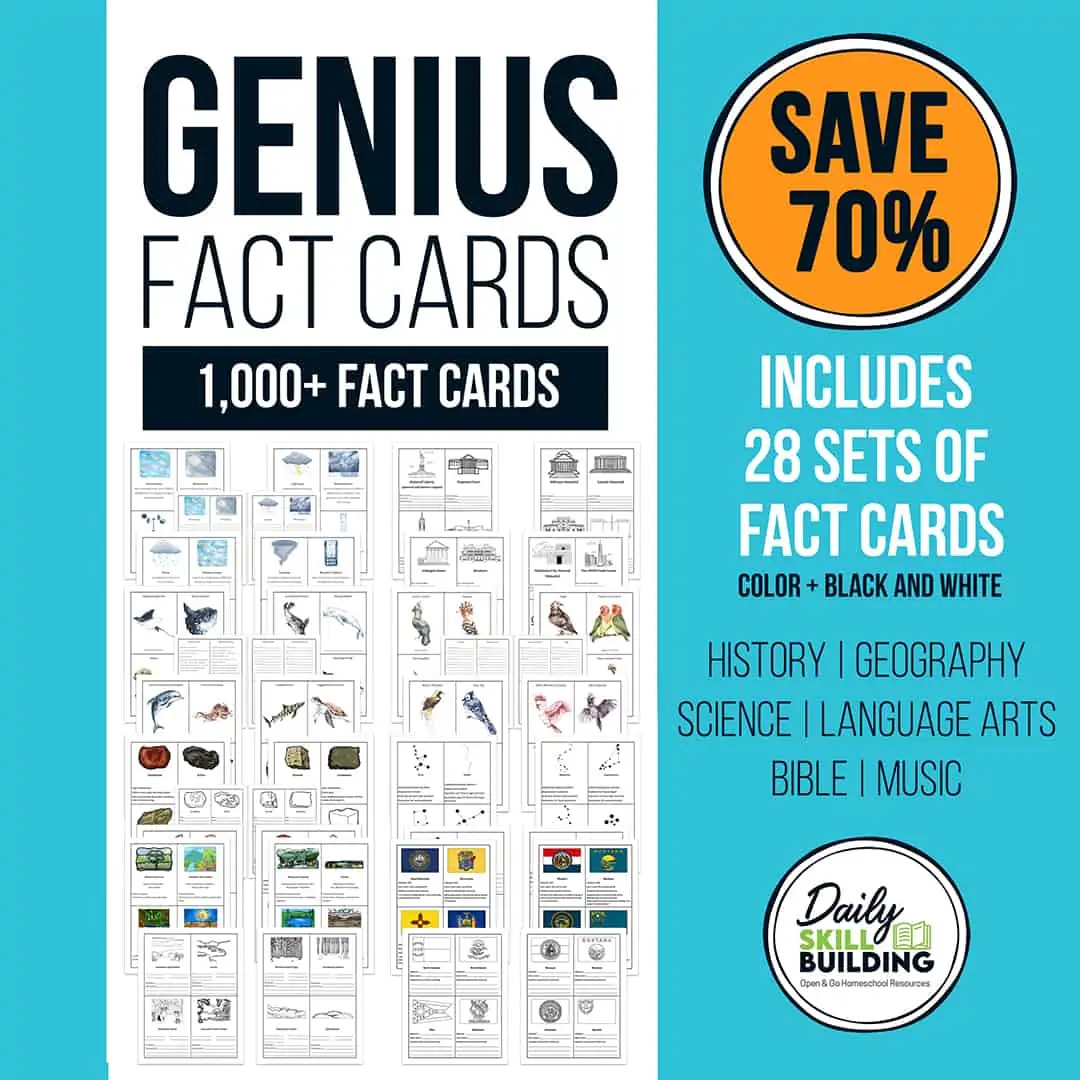 fact cards for different school subjects