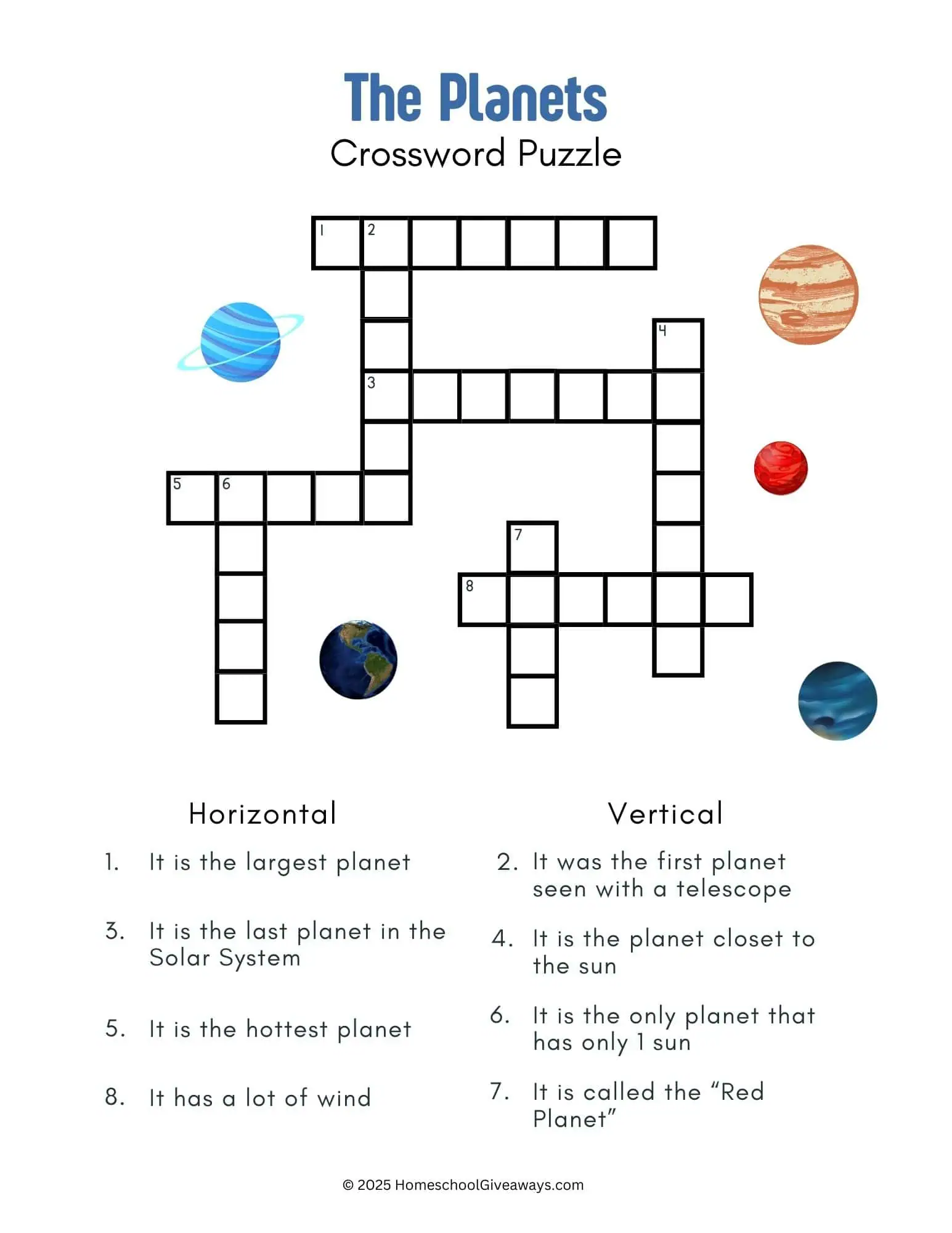 The Planets Crossword Puzzle combines fun with learning about the planets in our galaxy.
