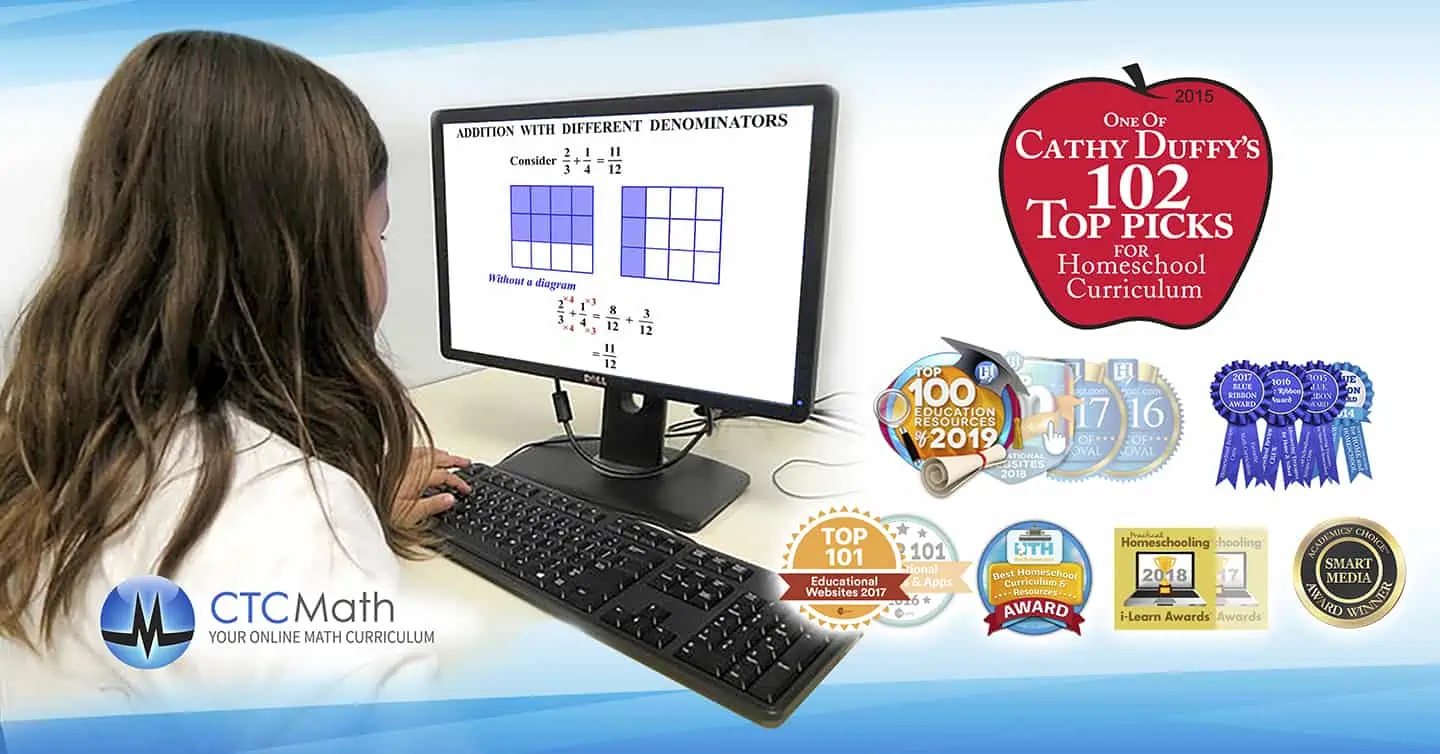 Girl doing CTCMath on computer