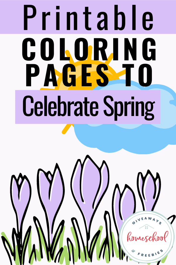 Printable coloring pages to celebrate spring with image of a spring day.