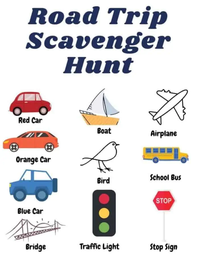 road trip scavenger hunt printable