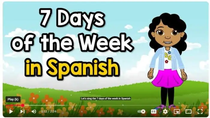 spanish days of the week video with a girl outside