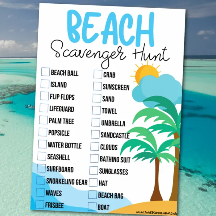 Beach Scavenger Hunt printable checklist