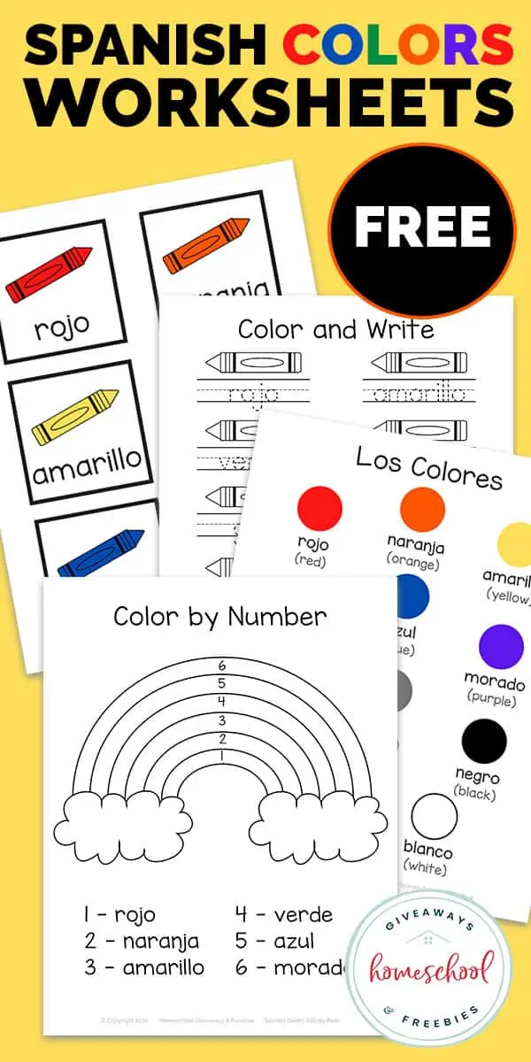 Spanish colors worksheets