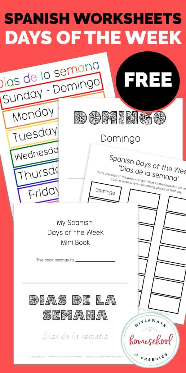 Spanish Days of the Week pdf printables