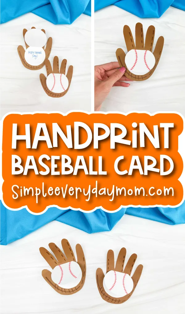 handprint baseball card and photo of handprint card with a baseball.