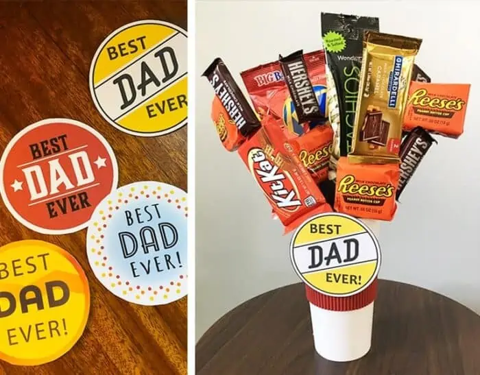 Best Dad Ever tags and candy bouquet