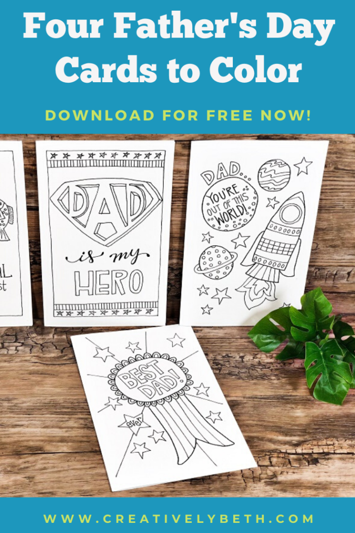 Download for free now 4 Father's Day cards to print and color. 