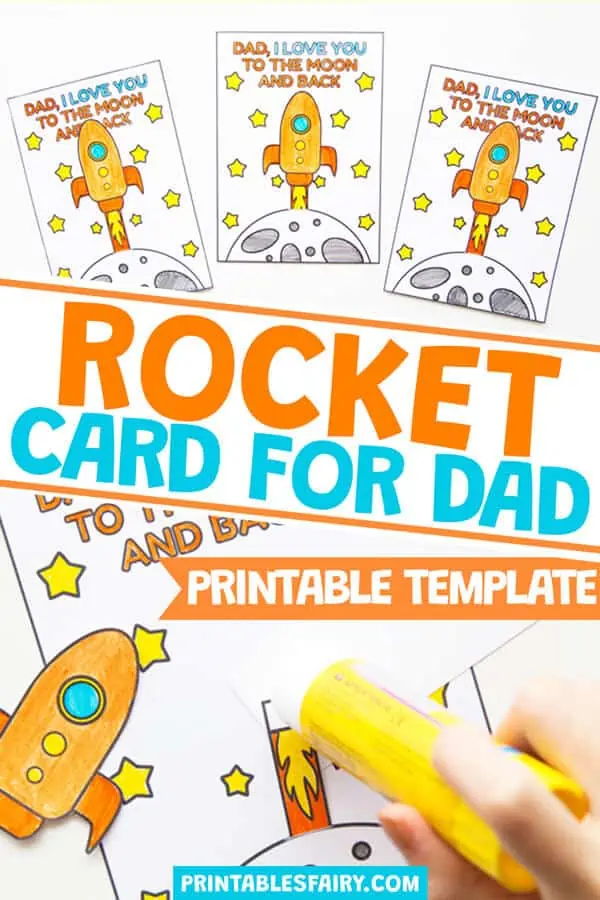 rocket card for dad printable template and photo of rocket and glue stick