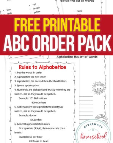 Free printable ABC Order Pack