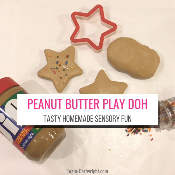 peanut butter play dough tasty homemade sensory fun.