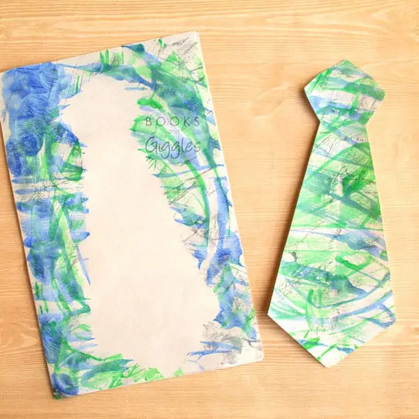 photo of finger painted tie card template.