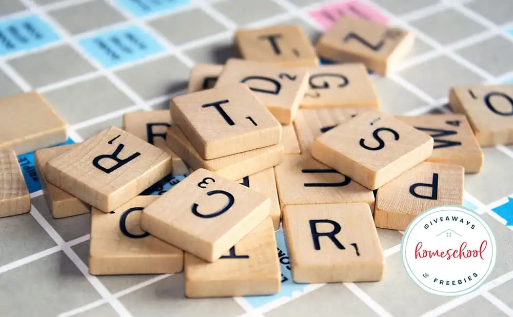 Scrabble board game tiles