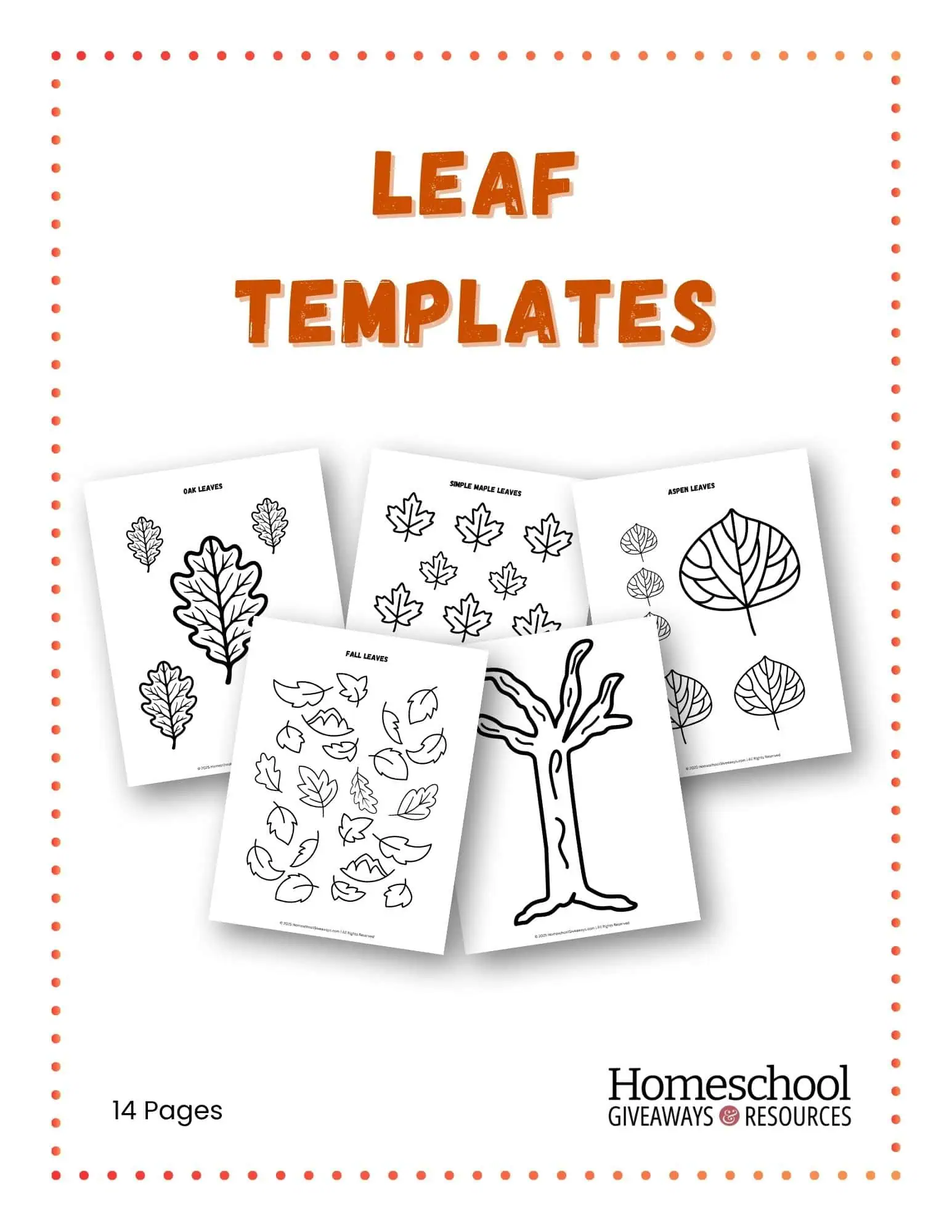cover page for leaf templates set with preview of 5 pages