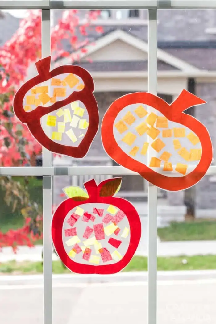 fall apple acorn and pumpkin suncatchers