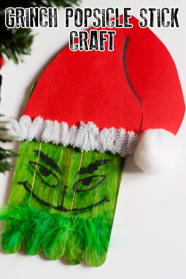Grinch popsicle stick craft