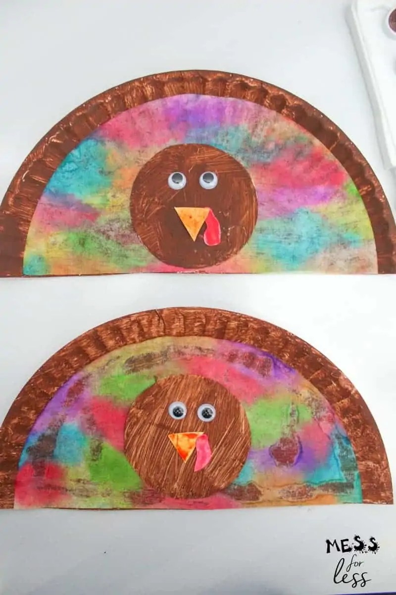 colorful paper plate turkey craft