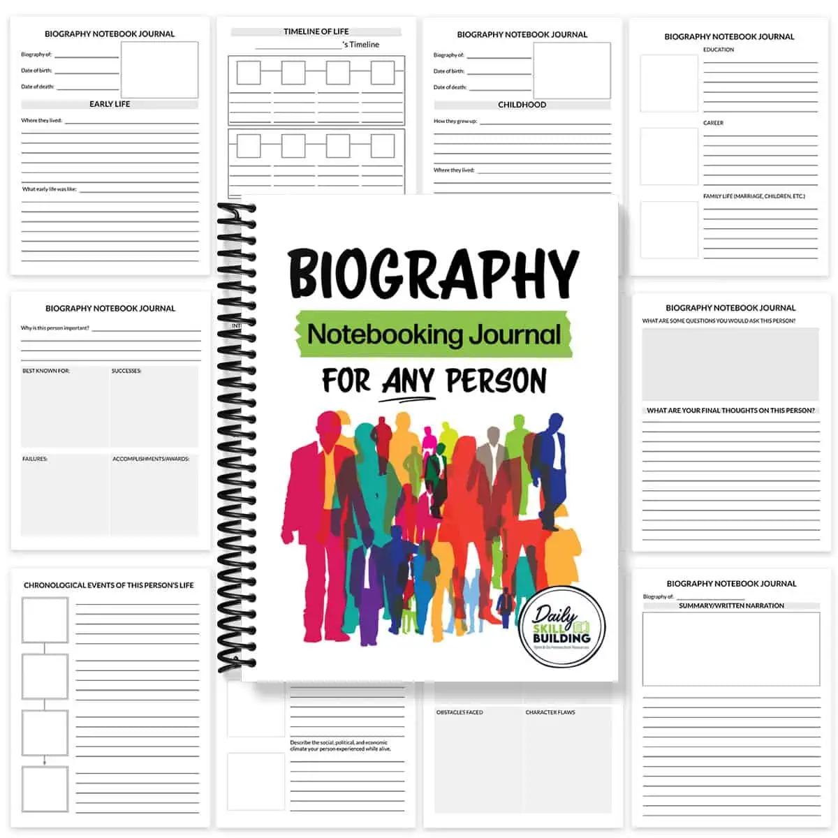 biography notebook pages