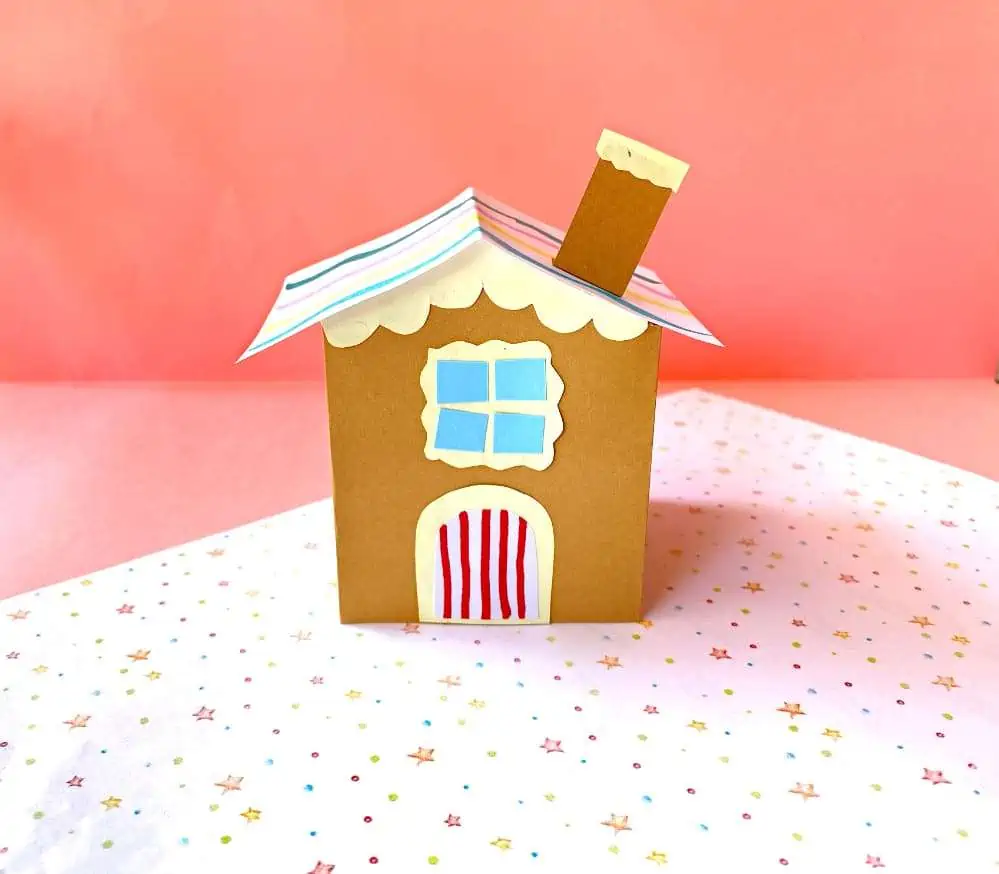 gingerbread house craft with construction paper