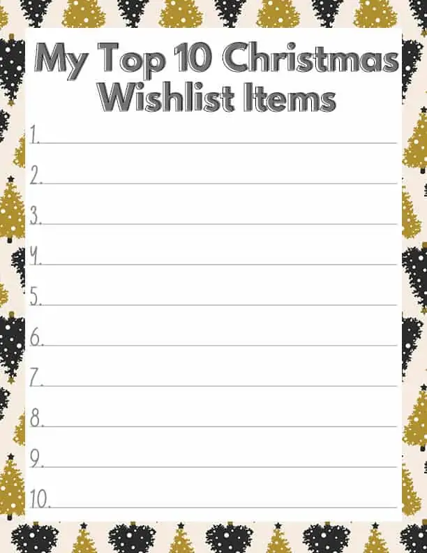 Christmas wish list template