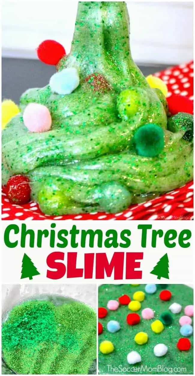 pom pom Christmas tree slime