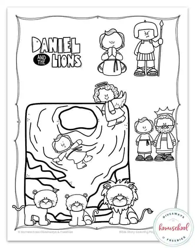 daniel and the lions den coloring page