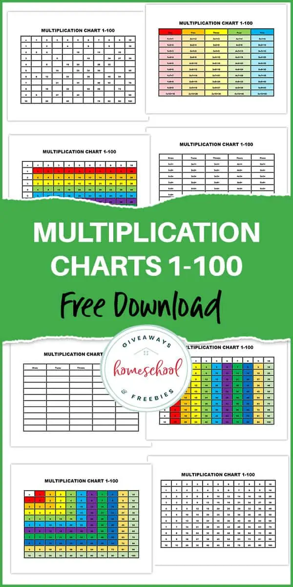 printable multiplication charts 1 100