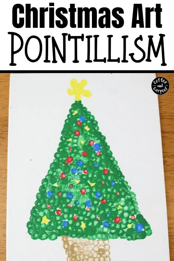 Christmas tree art with pointillism
