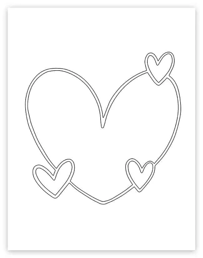 one big heartwith little hearts outlines