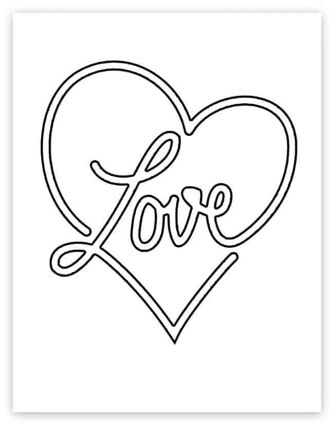 love heart coloring page