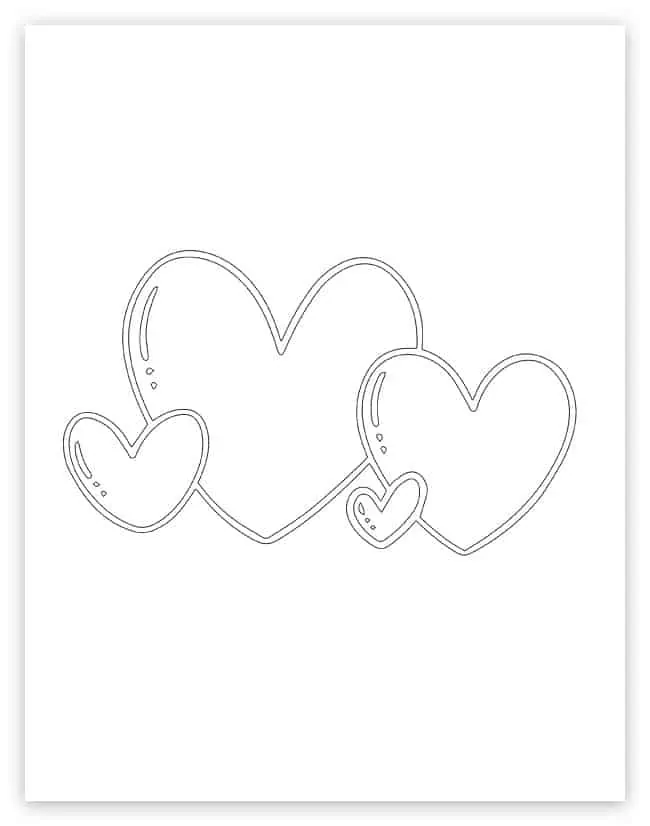 4 heart outlines