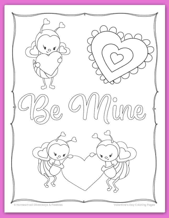 Free Printable Valentine 39 s Day - Be Mine Coloring Page 